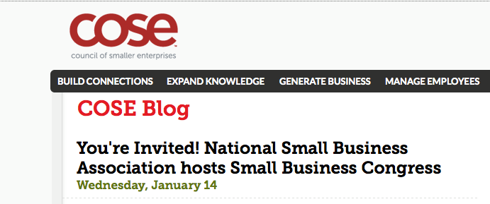 COSE members invited to the National Small Business Association’s (NSBA) Small Business Congress